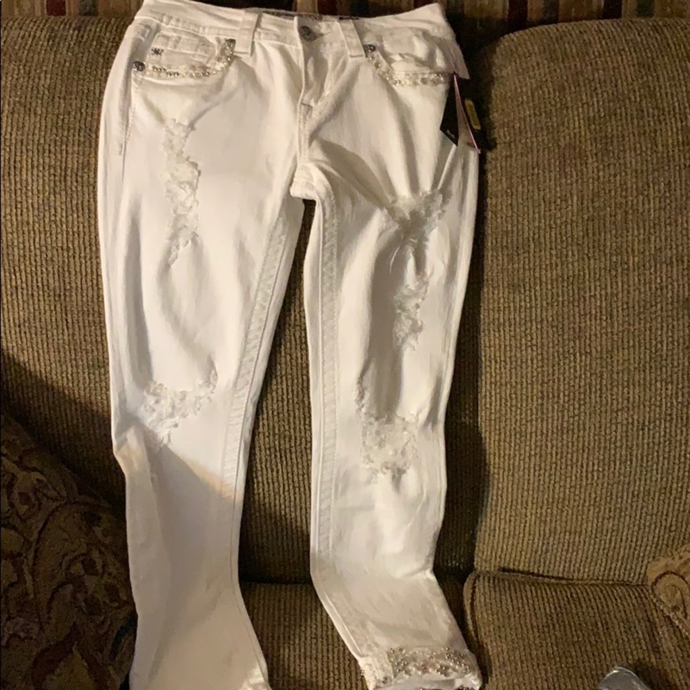 Miss Me Cuffed Beaded Jeans